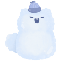 mignonne content chat sourire avec écharpe blanc neige pour hiver Nouveau année et Noël aquarelle dessin animé style png