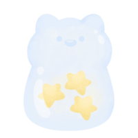 fofa feliz gato sorrir branco neve com Estrela dentro vidro jarra para inverno Novo ano e Natal aguarela png
