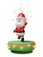 3d musical box with santa claus dance, glass transparent lamp garlands. merry christmas and happy new year, 3d render illustration png