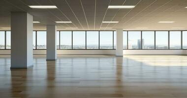 The Minimalist Business Room Aesthetic. The interior of minimalist empty room in a business building. Generative AI photo