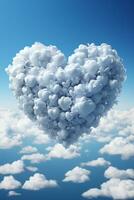 AI generated heart shaped clouds. Valentins concept photo