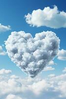 AI generated heart shaped clouds. Valentins concept photo