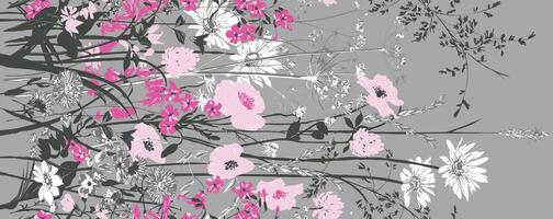 Seamless watercolor floral design with light background for textile prints. vector