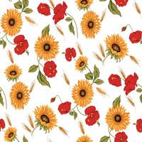 Seamless watercolor floral design with light background for textile prints. vector