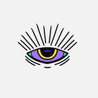 Hand drawn eye illustration in striking and cool vintage y2k style for logo, clothing business, and t-shirt print or sticker, background, and clothing collection design. vector