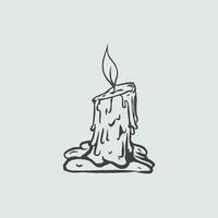 hand drawn melting candle illustration in striking and cool vintage y2k style for logo, clothing business, and t-shirt print or sticker, background, and clothing collection design. vector