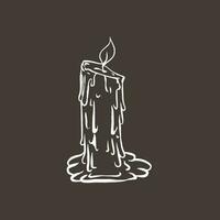 hand drawn melting candle illustration in striking and cool vintage y2k style for logo, clothing business, and t-shirt print or sticker, background, and clothing collection design. vector