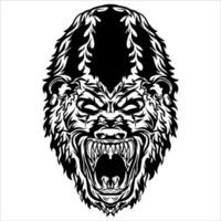 Hand drawn angry gorilla illustration with striking and cool for logo, clothing business, and t-shirt print or sticker, background, and clothing collection design. vector