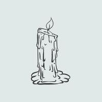 hand drawn melting candle illustration in striking and cool vintage y2k style for logo, clothing business, and t-shirt print or sticker, background, and clothing collection design. vector