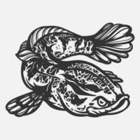 channa fish vector illustration for hobby business brand logo and t-shirt design