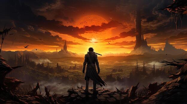 AI generated path to enlightenment, digital art illustration, Generative AI photo