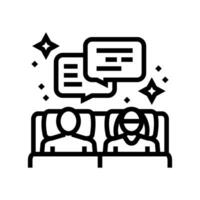 almohada hablar dormir noche línea icono vector ilustración