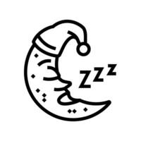 sleeping moon sleep night line icon vector illustration