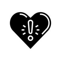 heart exclamation point glyph icon vector illustration