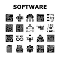 software engineer computer code icons set vector