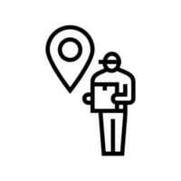 mensajero mapa ubicación línea icono vector ilustración