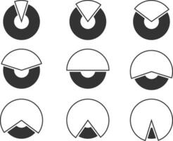 Set pie chart icons. Circle diagram vector. Collection Charts graphs logo template. Flat design. vector