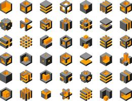 Cube logo vector design.  Cubes 3d set template graphic elements.