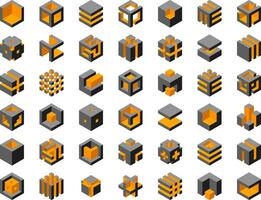 Cube logo vector design.  Cubes 3d set template graphic elements.