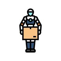 robot courier autonomous delivery color icon vector illustration