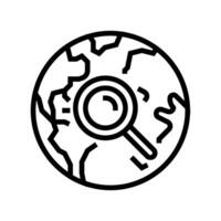 planet search magnifying glass line icon vector illustration