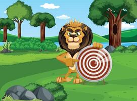 Jungle King Lion Cartoon Work vector