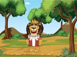 Jungle King Lion Cartoon Work vector