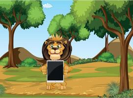 Jungle King Lion Cartoon Work vector