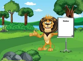 Jungle King Lion Cartoon Work vector