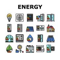 energy efficient technology green icons set vector