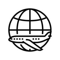 airplane planet map location line icon vector illustration