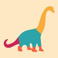 Multicolored silhouette of a dinosaur. Flat, bright, simple style. Design element for posters, prints for clothing, banners, covers, websites, social networks, logo vector