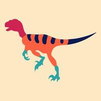 Multicolored silhouette of a dinosaur. Flat, bright, simple style. Design element for posters, prints for clothing, banners, covers, websites, social networks, logo vector