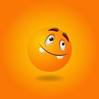 Cheerful, satisfied, smiling, happy, laughing Smile or Emoji. Emotions. Design element for advertising, posters, prints for clothing, banners, covers, children's products, websites, social networks