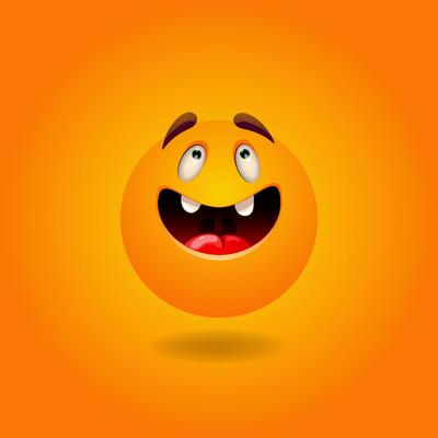 Cheerful, satisfied, smiling, happy, laughing Smile or Emoji. Emotions. Design element for advertising, posters, prints for clothing, banners, covers, children's products, websites, social networks