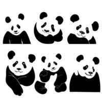 conjunto de pandas avatar, insignia, póster, logo plantillas, impresión. vector ilustración en un minimalista estilo. plano dibujos animados estilo