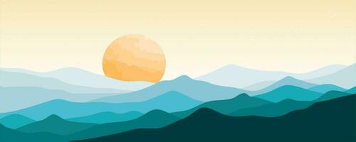 Mountain colors, translucent waves, sunset, abstract glass shapes, modern background, design vector illustration