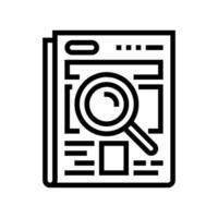 newspaper search magnifying glass line icon vector illustration