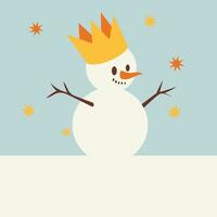 Cute snowman. Vector illustration in flat, simple style. Design element for posters, prints for clothing, banners, covers, websites, social networks, logo, postcard