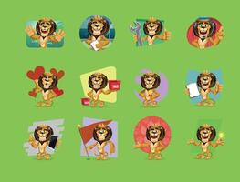 Jungle King Lion Cartoon Work vector