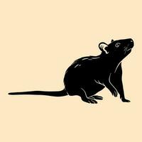 Silhouette of a rat on a light background. Vector illustration.  Design element for posters, prints for clothing, banners, covers, websites, social networks, logo