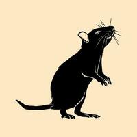 Silhouette of a rat on a light background. Vector illustration.  Design element for posters, prints for clothing, banners, covers, websites, social networks, logo