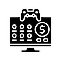 monetización juego desarrollo glifo icono vector ilustración