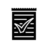 notepad check mark glyph icon vector illustration