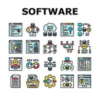 software ingeniero computadora código íconos conjunto vector