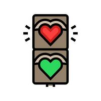traffic lights heart color icon vector illustration