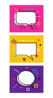 Set of Speech bubble, banner, poster, sticker with geometric elements. Vector background in Memphis style.