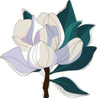 Magnolia flower. Design of floral repeatable background for printing. Hand-drawn colored flat vector illustration