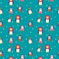 Baby seamless vector pattern. Cute, cartoon penguins. Kids texture for fabric, textile, clothing, wrapping paper, wallpaper. Vector illustration in pastel, retro colors