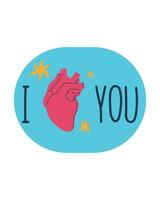 Pop art poster, sticker  with the inscription I love you and a human heart. Poster, postcard, print. Happy Valentine's Day vector